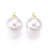 Brass & ABS Plastic Imitation Pearl Pendants KK-N261-14mm-121G-1