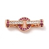 Rack Plating Brass Pave Cubic Zirconia Fold Over Clasps KK-Q772-09RG-01-1