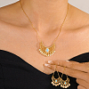 Brass Micro Pave Clear Cubic Zirconia Moon Pendant Necklaces & Stud Earrings Sets for Women TA3660-3