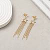 Brass Star with Tassel Dangle Chandelier Earrings EJEW-JE05202-3