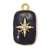 304 Stainless Steel with Black Enamel & Crystal Rhinestone Pendants SA-OY003-03G-1