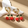 Cherry Brass Enamel Hoop Earrings EJEW-M077-14G-03-1