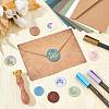 Brass Wax Seal Stamps with Wood Handle AJEW-WH0412-0173-4