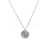 925 Sterling Silver Flat Round with Snake Pendant Necklaces Creative Design Collarbone Jewelry UA4626-2-3