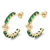 Brass & Green Glass Stud Earrings EJEW-G415-01B-G-1