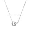 304 Stainless Steel Crystal Rhinestone Initial Pendant Necklaces FS-WGCEFCC-17-1