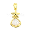 Brass Pave Shell Pendants KK-P263-01B-G-1