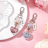 Natural Aquamarine & Rhodonite Chip inside Angel Wishing Bottle Pendant Decorations HJEW-JM02411-2