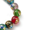 Flower Painted Handmade Lampwork Round Beads LAMP-I008-03-5