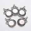 Tibetan Style Zinc Alloy Flat Round Pendant Cabochons Settings TIBEP-R334-252AS-RS-1