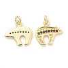 Brass Cubic Zirconia Charms ZIRC-B010-05G-2