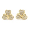 Rack Plating Brass Micro Pave Clear Cubic Zirconia Stud Earrings for Women EJEW-M260-10G-1