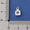 925 Sterling Silver Pave Cubic Zirconia Square Charms with Jump Rings STER-D288-05S-06-3