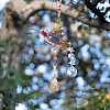 Wire Wrapped Glass Beads & Metal Bird Hanging Ornaments PW-WG06B21-01-3