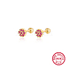 Real 18K Gold Plated 925 Sterling Silver Flower Stud Earrings TL5591-5-1