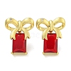 Rack Plating Bowknot Brass Micro Pave Cubic Zirconia Stud Earrings EJEW-I313-19G-02-1