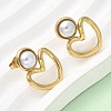 201 Stainless Steel ABS Plastic Pearl Stud Earrings EJEW-Z151-13G-01-1