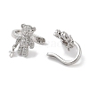 Bear & Star Brass Micro Pave Cubic Zirconia Cuff Earrings for Women EJEW-E310-18P-2