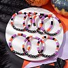 Halloween Word Acrylic & Handmade Polymer Clay Beaded Stretch Bracelets BJEW-JB10887-2