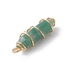 Natural Green Aventurine Copper Wire Wrapped Pointed Pendants PALLOY-JF02535-05-4