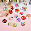 Flower Printed Glass Cabochons GGLA-SZ0001-15-5