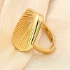 Shell Shape Brass Cuff Rings for Women RJEW-Z085-02G-3