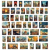 50Pcs PVC Self-Adhesive Vintage European Comic Landscape Sticker STIC-Q006-04A-2