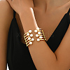 Elegant Vintage Casual Real 18K Gold Plated Alloy Cuff Bangles for Women QM2954-1