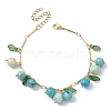 4Pcs 4 Style Natural Mixed Stone Beads & Acrylic Leaf Charm Bracelets Set BJEW-TA00336-2