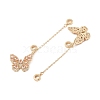 Rack Plating Butterfly Brass Pink Cubic Zirconia European Safety Chains KK-F879-20G-2