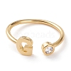 Brass Micro Pave Clear Cubic Zirconia Cuff Rings RJEW-J074-01G-G-1