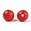 Spray Painted Round Natural Schima Wood Beads WOOD-A018-14mm-07-2