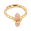 Double Pointed Hexagonal Prism Natural Sunstone Adjustable Rings for Women RJEW-G327-01G-01-2