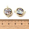 Brass Pave Natural Paua Shell Connector Charms LS-KK-E794-01G-04-3