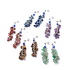 Natural Gemstone Chips & Lampwork Evil Eye Cluster Dangle Stud Earrings EJEW-JE05040-1