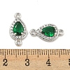 Brass Pave Clear & Green Cubic Zirconia Connector Charms KK-P275-46P-3