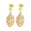 Leaf Brass Pave Clear Cubic Zirconia Dangle Stud Earrings EJEW-M258-37G-1