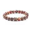 Natural Leopard Skin Jasper Round Beads Yoga Stretch Bracelet for Men Women BJEW-JB06928-2