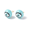 Natural Shell Eye Stud Earrings with Enamel EJEW-G334-03C-1