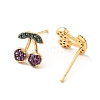 Colorful Cubic Zirconia Cherry Stud Earrings EJEW-F281-17G-3