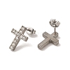 Ion Plating(IP) 304 Stainless Steel Cross Stud Earrings EJEW-C099-10P-3