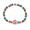 Christmas Bell Glass Beaded Stretch Bracelets BJEW-JB11188-1