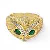 Cubic Zirconia Owl Open Cuff Rings RJEW-P079-01G-03-2