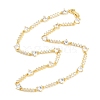 Brass Pave Clear Cubic Zirconia Heart Link Chain Necklaces KK-CBA4547-16B-G-5