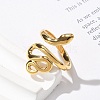 304 Stainless Steel Snake Open Cuff Rings for Women RJEW-Z077-01G-09-3