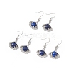 Natural Dyed Lapis Lazuli Ginkgo Leaf Dangle Earrings with Crystal Rhinestone EJEW-A092-03P-07-1