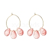 Gemstone Teardrop Beaded Hoop Earrings for Women EJEW-JE04787-4