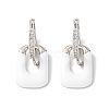 Brass Micro Pave Clear Cubic Zirconia Rectangle Dangle Earrings Findings EJEW-A149-01B-P-1