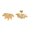 Textured Leaf Ion Plating(IP) 304 Stainless Steel Stud Earrings for Women EJEW-L287-033G-2