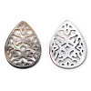 Hollow Natural Black Lip Shell Teardrop Pendants SSHEL-P004-15B-2